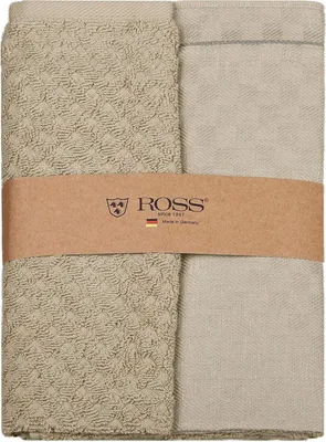 Produktbild von Ross 2er Pack Zwirn Halbleinen Geschirrtücher 908 1x Geschirrtuch 50x70 cm + 1x Küchenfrottiertuch 50x50 cm cappuccino
