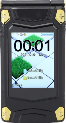 Obrázok produktu pre Flip telefón s dvojitou obrazovkou 2G Dlhý pohotovostný režim Dual SIM 4800mAh batéria Hlasové vysielanie Flip mobilný telefón čierny