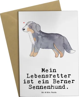 Produktbild von Mr. & Mrs. Panda jubiläumskarte Berner Sennenhund Lebensretter - Weiß - Geschenk, Grußkarten, hochzeitskarten, einladungskarten, Klappkarte, weihnachtskarten, Grußkarte