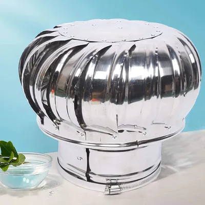 Obrázek produktu pro Střešní ventilátor z nerezové oceli, poháněný větrem, střešní digestoř Větrná turbína pro změnu a čištění vzduchu v interiéru, výfukový ventilátor, střešní výfukový ventilátor Průměr 160 mm
