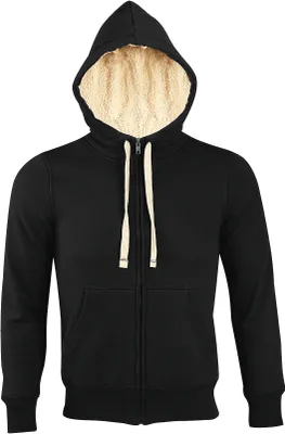Produktbild von SOLS Sherpa Uni Kapuzenjacke / Kapuzen-Sweatshirt mit Reißverschluss PC512 (2XL) (Schwarz)