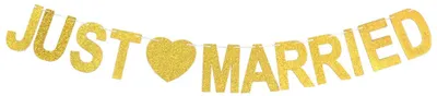 Glitzer Just Married Banner Girlande, bunte Partydekoration