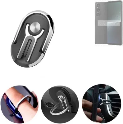 Produktbild von K-S-Trade 3in1 Smartphone-Ring Handy-Ring kompatibel mit Sony Xperia 1 V Fingerhalterung  Handyring Tischständer Lüftungsgitter-Halterung Tisch