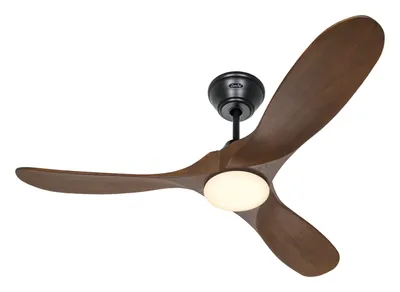 Obrázek produktu pro Energeticky úsporný stropní ventilátor s LED osvětlením a dálkovým ovládáním Eco Genuino-L matná černá / ořech 122 cm