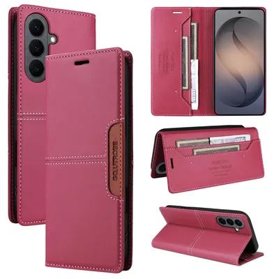 Immagine prodotto di Custodia per Samsung Galaxy S26, custodia a libro in pelle con portacarte e supporto, rosso