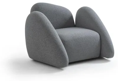 Produktbild von Grauer Polstersessel Designer Wohnzimmer Textil Möbel Einzelsessel
