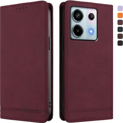 Image de Etui pour Xiaomi Redmi Note 13 Pro 5G, étui rétro en cuirPolyuréthaneavec support et fentes pour cartes de crédit Rouge