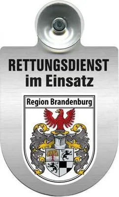 Produktbild von Einsatzschild Windschutzscheibe incl. Saugnapf - Rettungsdienst im Einsatz - incl. Wappen nach Wahl - 309354 Color - Region Brandenburg
