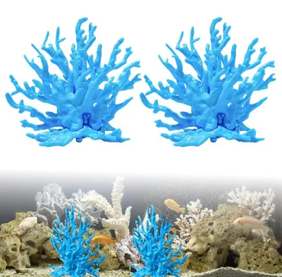 Immagine prodotto di Decorazioni artificiali per acquario, coralli blu, confezione da 2 pezzi