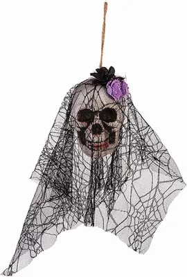 Produktbild von Hängefigur Totenkopf mit Schleier u. Blume