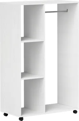 Zdjęcie produktu dla Mobilna szafa, materiał drewnopochodny, 80 cm x 40 cm x 128 cm, maksymalne obciążenie 15 kg, obciążenie drążka 10 kg, wieszak na ubrania na kółkach
