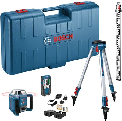 Obrázok produktu pre Rotačný laser Bosch GRL 400 H s laserovým prijímačom, meracou latou a statívom 10614