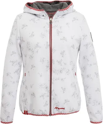 Produktbild von Kapuzenjacke FRÜHMESSER mit Blumenmuster und Hirschmotiv mit Strasssteinen