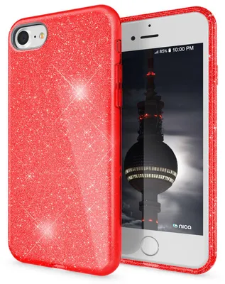 Obrázek produktu pro NALIA iPhone SE 2022 / SE 2020 / iP 8 / iP 7 - Třpytivé pouzdro Bling Case Pouzdro na mobilní telefon červené barvy