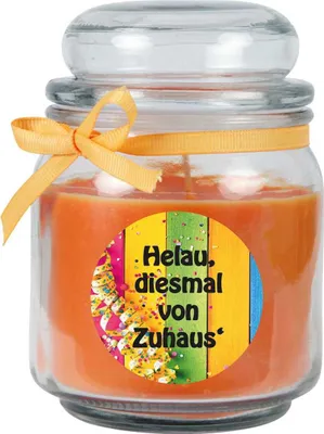 Produktbild von Karneval Duftkerze im Bonbonglas - viele Motive zur Auswahl, - Brenndauer bis zu 110 Std