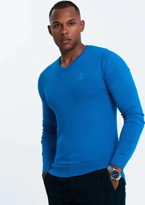 Produktbild von Ombre Klassischer Eleganter Herrenpullover mit V-Ausschnitt blau XL