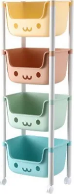 Produktbild von 360Home Regal Kinderregal schön Körbe Aufbewahrung beweglich Spielzeugkiste Kinderzimmer 123,5x39,5x25,5cm