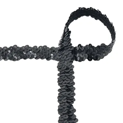 Paillettenband elastisch 25m Paillettenborte 20mm Paillettenborte Pailletten 9 Farben schwarz