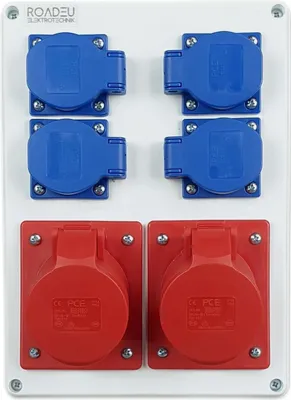 Produktbild von RoadEu - Steckdosenverteiler - 2x CEE 16A Steckdose mit 4x Schuko 230V. Stromverteiler IP44 Für den Innen- und Außeneinsatz Baustromverteiler 16A