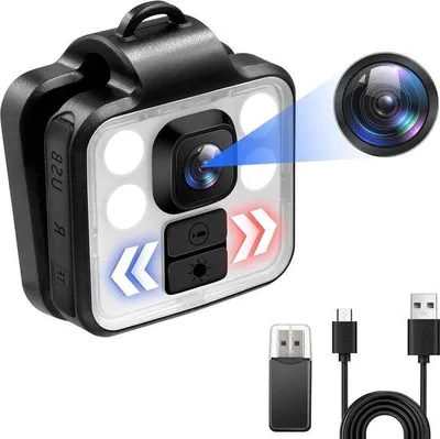 Obrázok produktu pre Malá Full HD bezpečnostná kamera s rozlíšením 1080p a LED diódami pre bicykle a šport