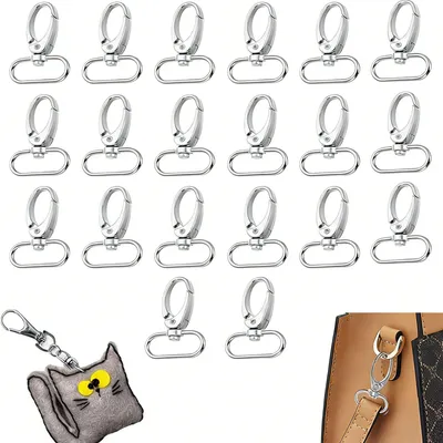 20 Schlüsselanhänger D-Ringe, Zinklegierung, drehbar, silber