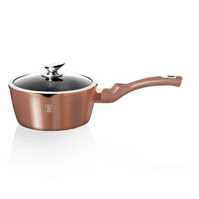 Zdjęcie produktu dla Garnek z pokrywką marmurowa powierzchnia 16 cm Rosegold Metallic Line BERLINGERHAUS BH-1524