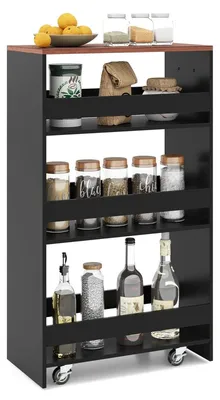 Obrázek produktu pro Štíhlý čtyřpatrový pojízdný úložný vozík s nabíjecí stanicí