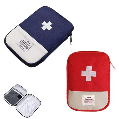 Produktbild von Erste Hilfe Tasche Leer 2 Stück Mini 18x13 cm Oxford Stoff Blau Rot