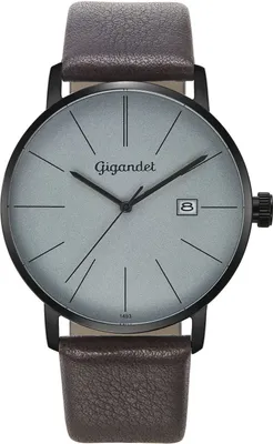 Produktbild von Gigandet Quarzuhr Datum Edelstahl Lederband Schwarz Grau Minimalism - G42-011