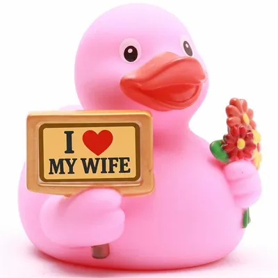 Produktbild von Badeente SignDuck - I Love my Wife- pink 8cm