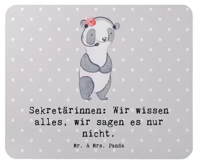 Produktbild von Mr. & Mrs. Panda Mouse Pad Sekretärin Geheimnisträgerin - Grau Pastell - Geschenk, Berufsprodukte, Mousepad, Büromanagement, laptop, Wertschätzung, Mauspad, computer