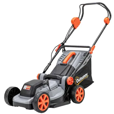 Obrázek produktu pro Elektrická sekačka na trávu 1200 W s šířkou záběru 34 cm, sběrný koš 35 l, funkce mulčování, 6 výšek sečení, výškově nastavitelné rukojeti