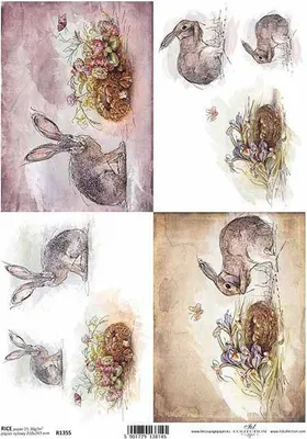 Produktbild von ITD Reispapier Decoupage Bastelpapier Softpapier Serviettentechnik, Hasen R355
