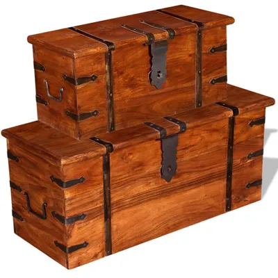Immagine prodotto di vidaXL Set di cassapanche in legno massiccio da 2 pezzi