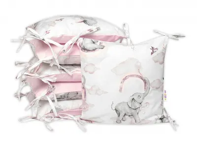 Immagine prodotto di Federa in cotone Baby Nellys, elefante e arcobaleno, rosa/bianco