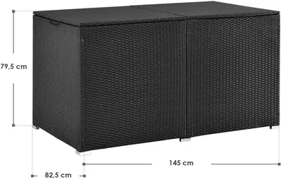 Produktbild von Juskys Polyrattan Auflagenbox Ikaria 950 L inkl. Deckel mit Hubautomatik & Innenplane – Garten Kissenbox für Balkon & Terrasse – Gartenbox schwarz