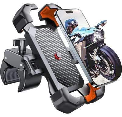 Produktbild von Handyhalterung Fahrrad & Motorrad Universal Lenker 4,7"-7" Orange Militär Anti-Shake 1s Auto-Sperre