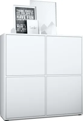 Produktbild von Vladon Highboard Cuba V2 Schrank 104 x 105,5 x 35,5 cm Sideboard mit 8 Fächern,  Germany, Korpus in Weiß matt / Fronten in Weiß matt