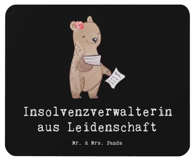 Produktbild von Mr. & Mrs. Panda Mauspad Insolvenzverwalterin Leidenschaft - Schwarz - Geschenk, Mousepad, Mouse Pad, laptop, mousematte