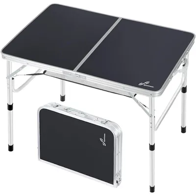 Produktbild von Klapptisch höhenverstellbar 59,9 cm L x 39,9 cm B mit Netzschicht Outdoor Schwarz