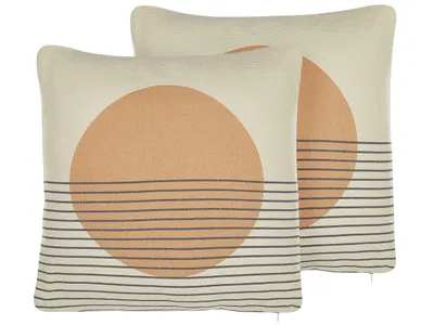 Obrázek produktu pro BELIANI Sada 2 dekorativních polštářů vícebarevné polyester bavlna 45 x 45 cm s geometrickým vzorem dekorační polštáře a doplňky