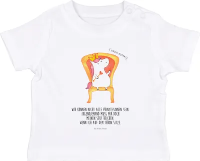 Produktbild von Mr. & Mrs. Panda Babyshirt Einhorn König 0. - 6. Monat - Weiß - Geschenk, Bundeskanzler, Präsident,  T-Shirt, Prinzessin, Kaiser, Krone, Kinder Top, Baby, Shirt