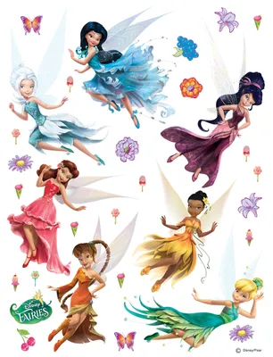 Image de Sticker mural Disney Fées bleu, rouge et orange - 600137 - 65 x 85 cm