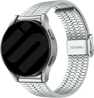 Produktbild von Strap-it Edelstahlarmband - Kompatibel mit Samsung Galaxy Watch Armband 42mm Ersatzarmband Edelstahl - Verstellbarer Verschluss - Hochwertiges Material - für Smartwatch 20mm Armband Silber