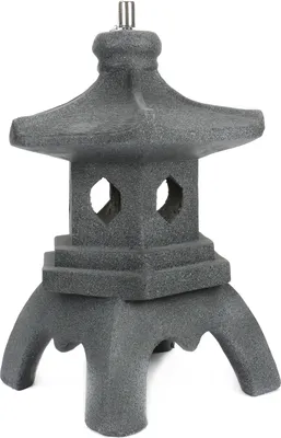 Produktbild von Öllampe asiatischer Tempel in Steinoptik, dekorative Beleuchtung für Garten, Balkon, Terrasse, Größe ca. (HxBxT) ca. 67,5 x 46 x 46 cm