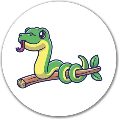 Produktbild von Huuraa Aufkleber Schlange Comic 10cm rund Sticker Geschenkidee