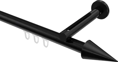 Produktbild von Interdeco Innenlaufstange / Gardinenstange mit Innenlauf Schwarz, Typ Siteno Savio (Kegel), 20 mm Ø 1-läufig, 600 cm