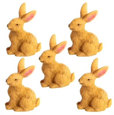 Produktbild von 5 Mini Osterhasen braun Deko Hasen fürs Osternest 4,5 cm