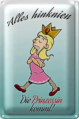 Produktbild von Blechschild Spruch 18x12cm Alles hinknien Prinzessin kommt