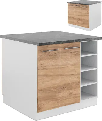 Produktbild von Kücheninsel Vicco Fame-Line Goldkraft Eiche/Weiß 90 cm ohne Arbeitsplatte, Model 38725